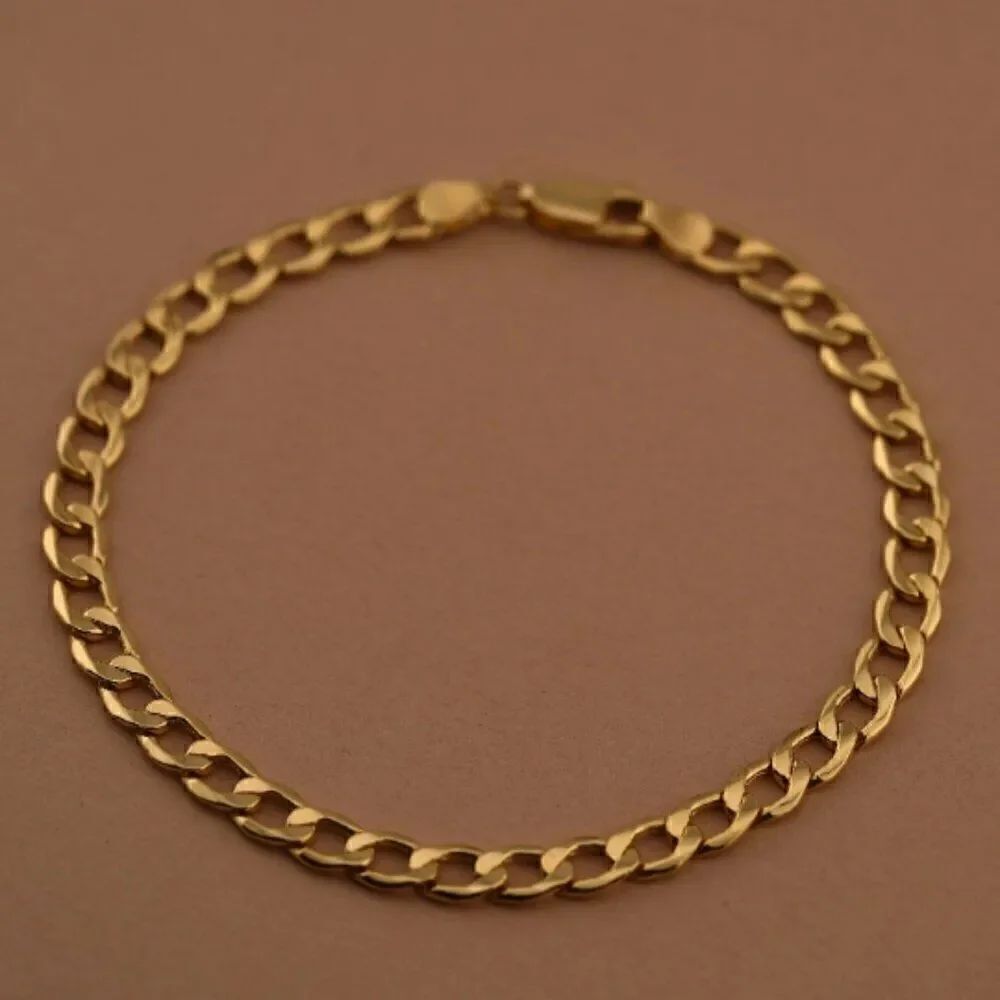 14K Real Gold 4.8 mm Cuban Chain Bracelet | Birthday Gift | Real Gold Cuban |